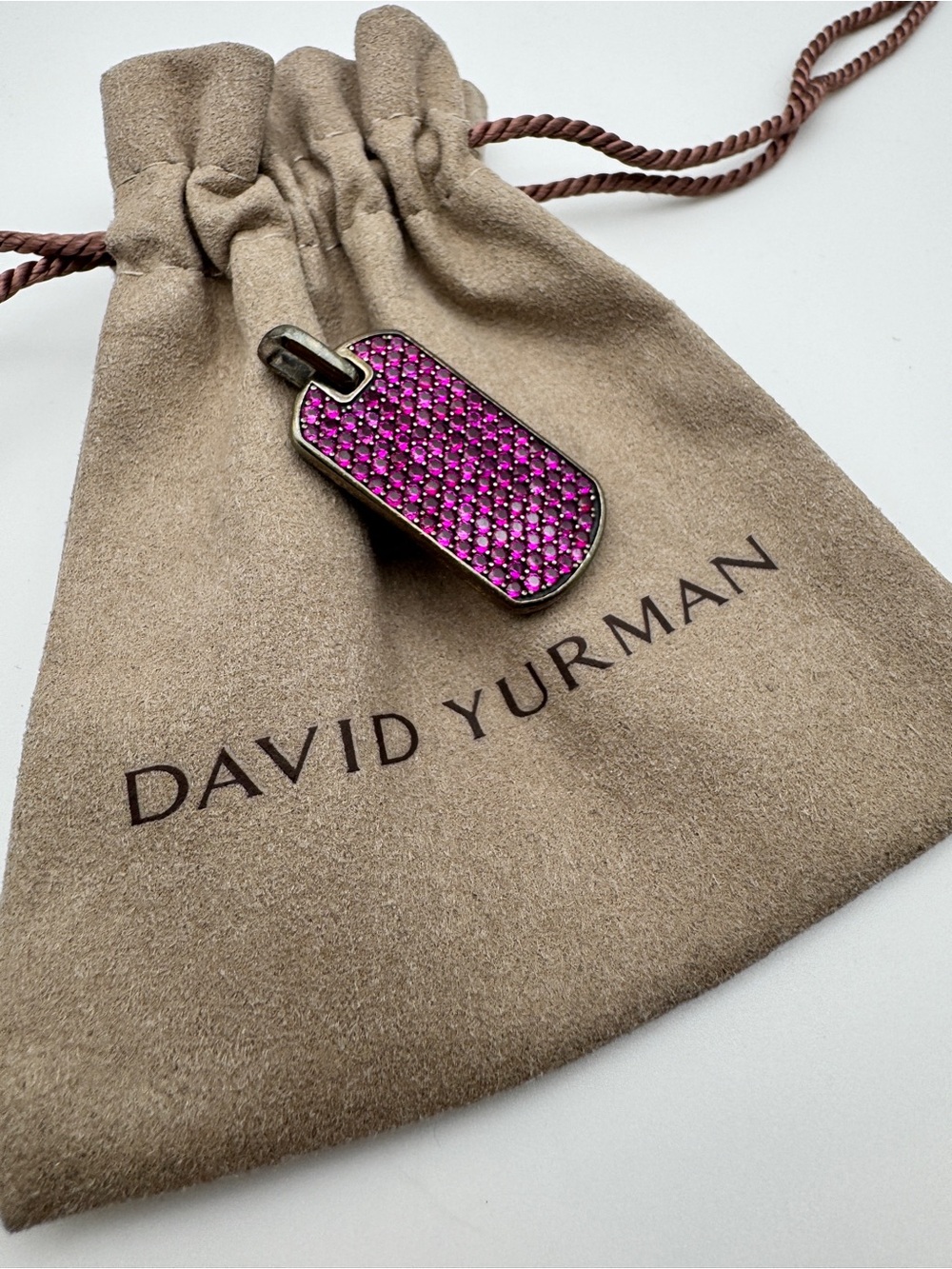 David Yurman Pink Sapphire Dog Tag Pendant